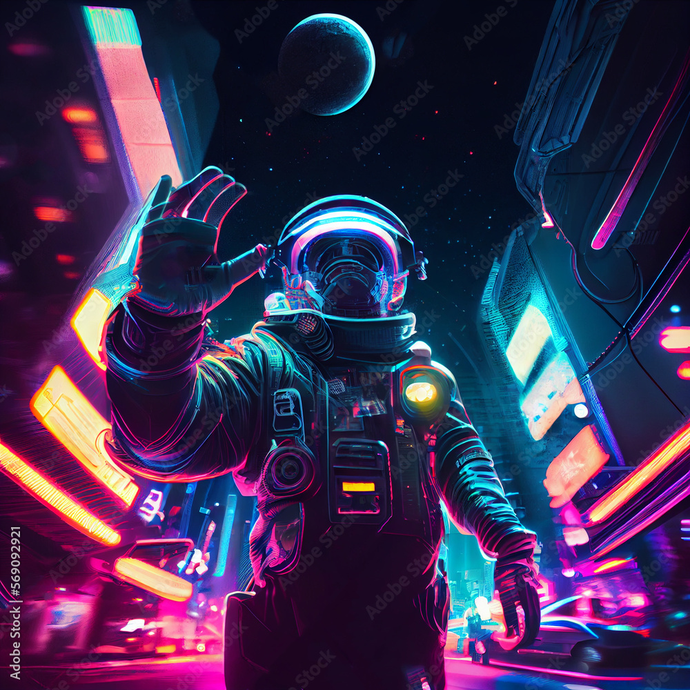 Astronaut in Neon Space Closeup Stock Video  Envato Elements