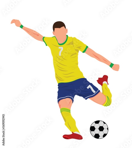 Soccer Player Shooting, Football Player Kicking ball Illustration