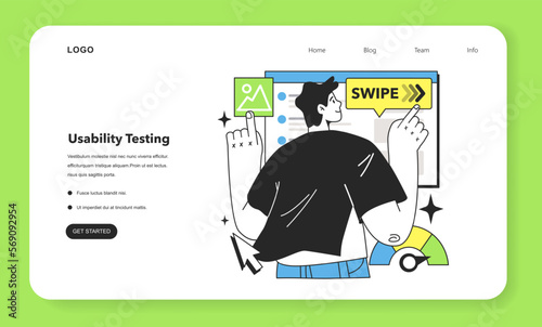 Usability testing technique web banner or landing page. Software testing