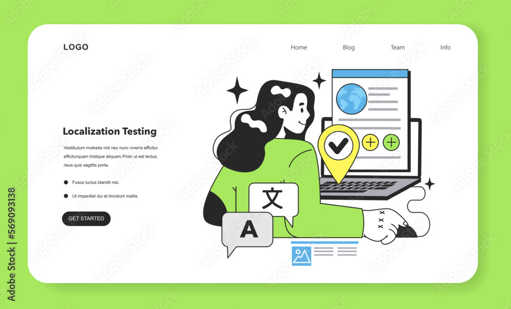 Localization testing technique web banner or landing page. Software testing Localization testing technique web banner or landing page. Software testing