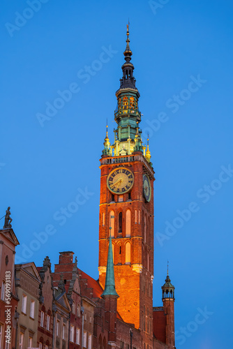 Main Town Hall At Dusk In Gdansk