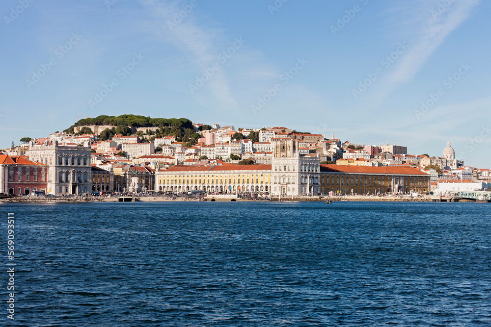 Distant view of city at waterfront, Lisbon, Portugal Distant view of city at waterfront, Lisbon, Portugal