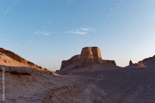 Scenic view of the beautiful Dasht-e Lut Desert and its rock formations (Kaluts) in Kerman province, Iran