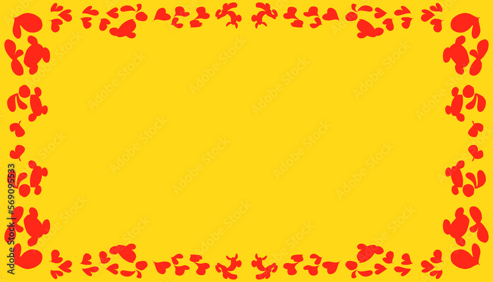 Yellow abstract background with red abstract frame