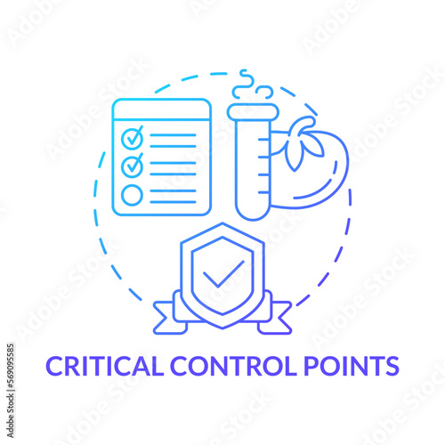 Critical control points blue gradient concept icon. Prevent and reduce risks. HACCP system element abstract idea thin line illustration. Isolated outline drawing. Myriad Pro-Bold font used