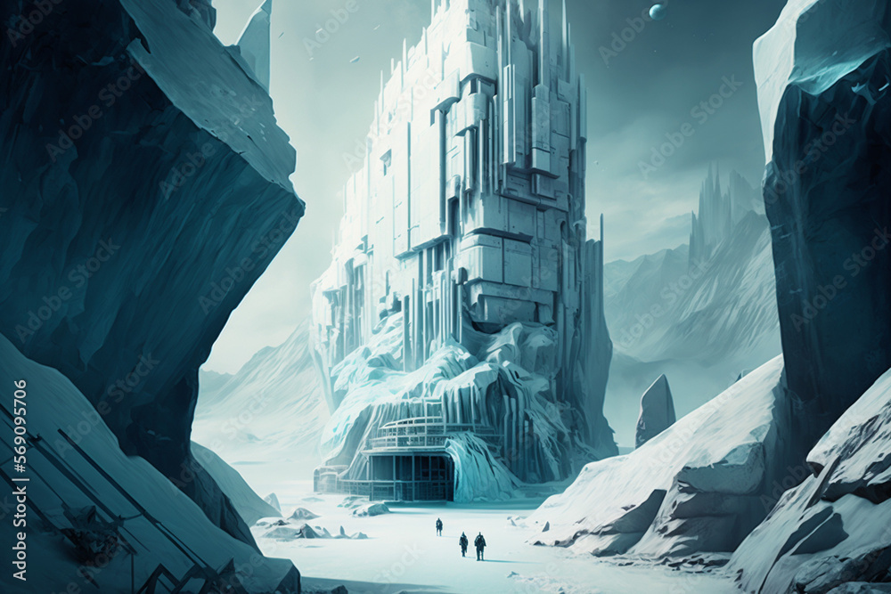 apocalyptic monumental antarctic ice city