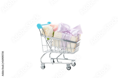 Concept of spring shopping, isolated on white background