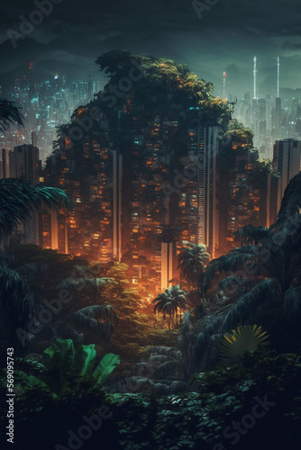 A city skyline turning into a jungle © Elaine