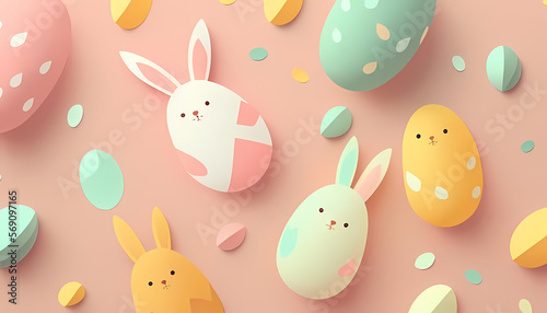 Easter Background - Flat Illustration - Pastel Colours photo
