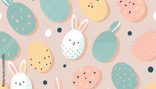Easter Background - Flat Illustration - Pastel Colours