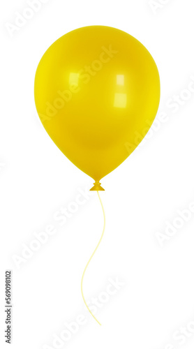 Yellow balloon for birthday party celebration isolated