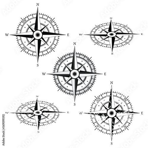 Windroses solid and grunge set