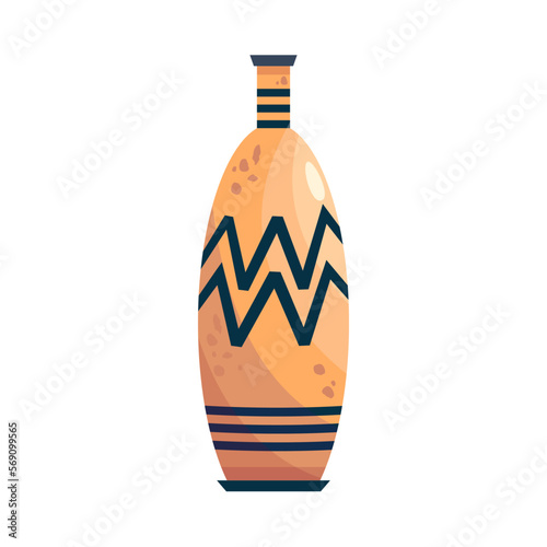 Greek vase ancient jar isolated. Ceramic vase with greek symbol. Cartoon vector illustration. Pottery jar earthenware antique design