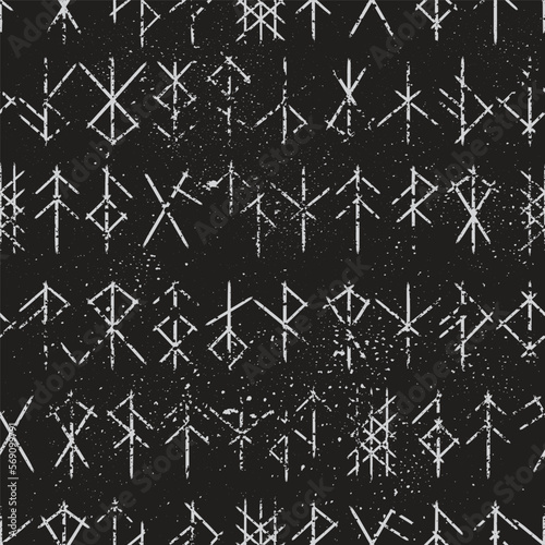 Seamless white bind runes background