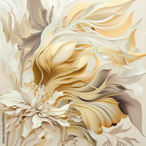 oil painting effect flower pattern, light colors