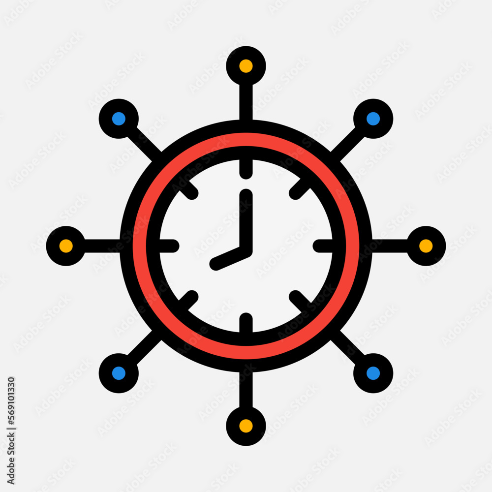 Network time icon in filled line style, use for website mobile app presentation Network time icon in filled line style, use for website mobile app presentation