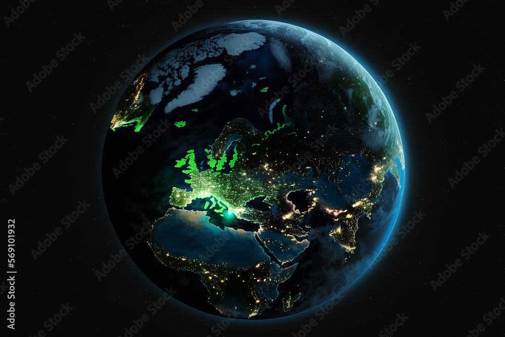 Fototapeta premium illustration of planet earth from space in night