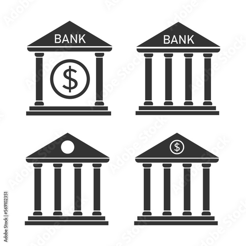 Bank buiding icon. Finance instrument set vector ilustration.