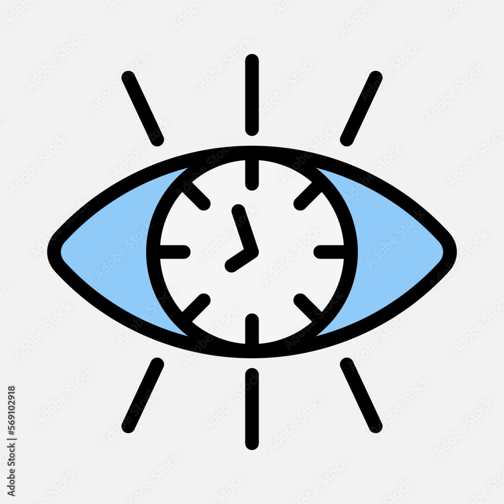 Vision time icon in filled line style, use for website mobile app presentation Vision time icon in filled line style, use for website mobile app presentation