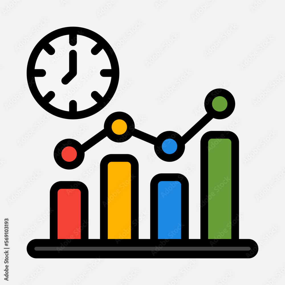 Efficiency time icon in filled line style, use for website mobile app presentation Efficiency time icon in filled line style, use for website mobile app presentation