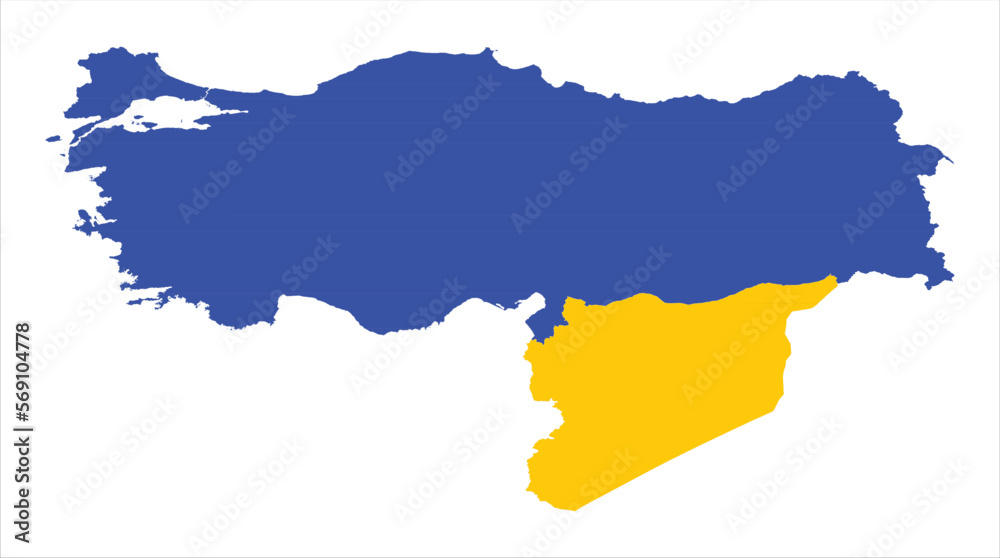 Turkey and Syria vector map illustration on white background , Beautiful Map of Syria and Turkey Turkey and Syria vector map illustration on white background , Beautiful Map of Syria and Turkey