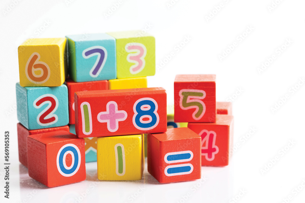 Math number colorful on white background, education study mathematics learning teach concept. Math number colorful on white background, education study mathematics learning teach concept.
