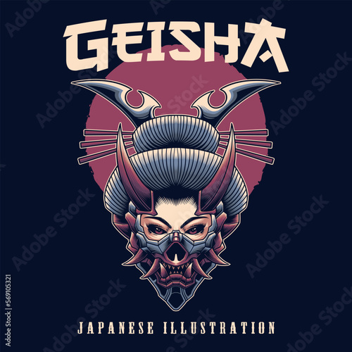 Head of Japanese evil geisha vector illustration design