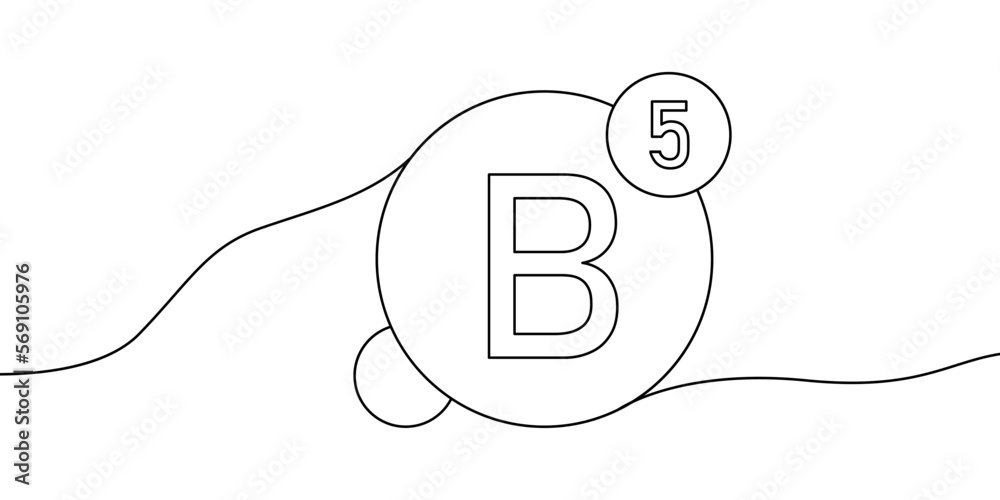 Obraz premium Vitamin B5 continuous line drawing icon.