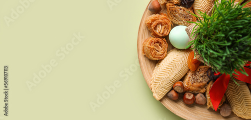 Plate with sweets, eggs and...