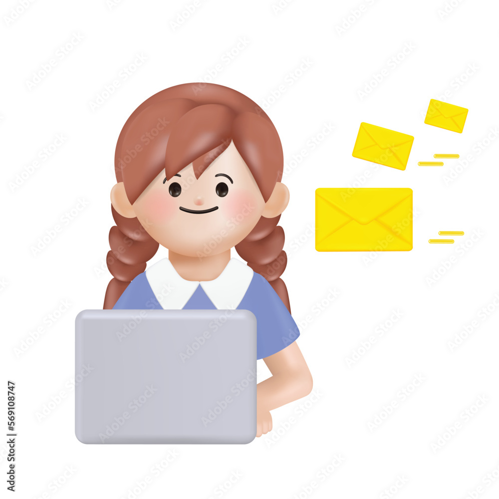 3d cartoon woman character send mailing. infographic. Customer service, call center, hotline, customer support department staff concept. 3d vector people character illustration. 3d cartoon woman character send mailing. infographic. Customer service, call center, hotline, customer support department staff concept. 3d vector people character illustration.
