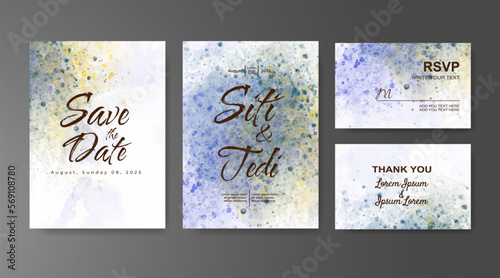 Wedding invitation with abstract watercolor background