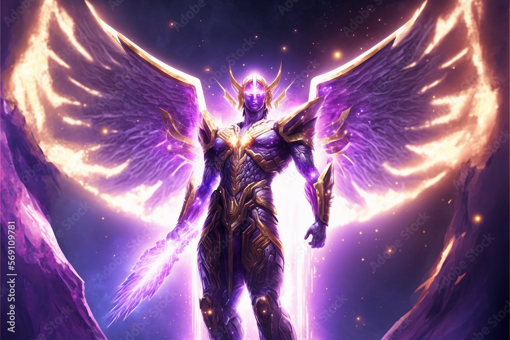 Divine Messengers The Majestic Archangels. Generative AI. Stock