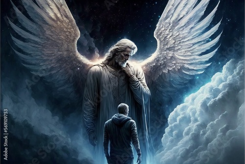 Papier peint Divine Messengers: The Majestic Archangels. Generative AI.