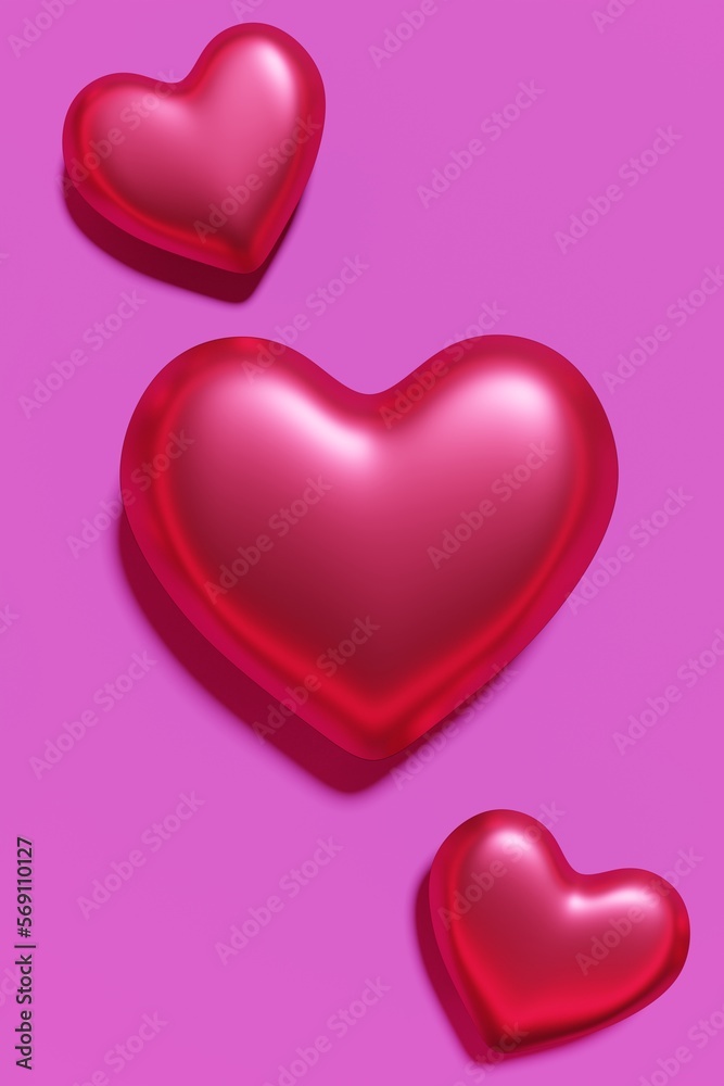 3d render of magenta color hearts pattern for Valentines day