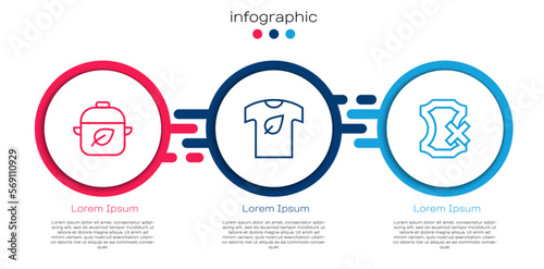 Set line Vegan food diet, shirt and No leather. Business infographic template. Vector