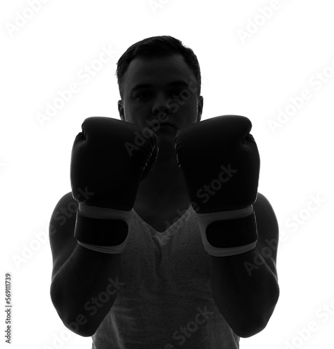 Silhouette of sporty young ...