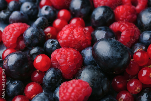 Fototapeta Naklejka Na Ścianę i Meble -  Heap of fresh tasty berries, closeup