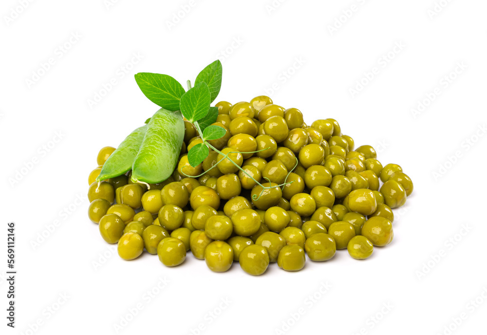 Canned Green Peas Isolated, Sweet Pea Pile, Cooked Legume, Protein Source, Healthy Vegan Food Canned Green Peas Isolated, Sweet Pea Pile, Cooked Legume, Protein Source, Healthy Vegan Food