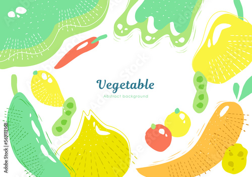 野菜の抽象的な背景 ラフな手描きフレーム