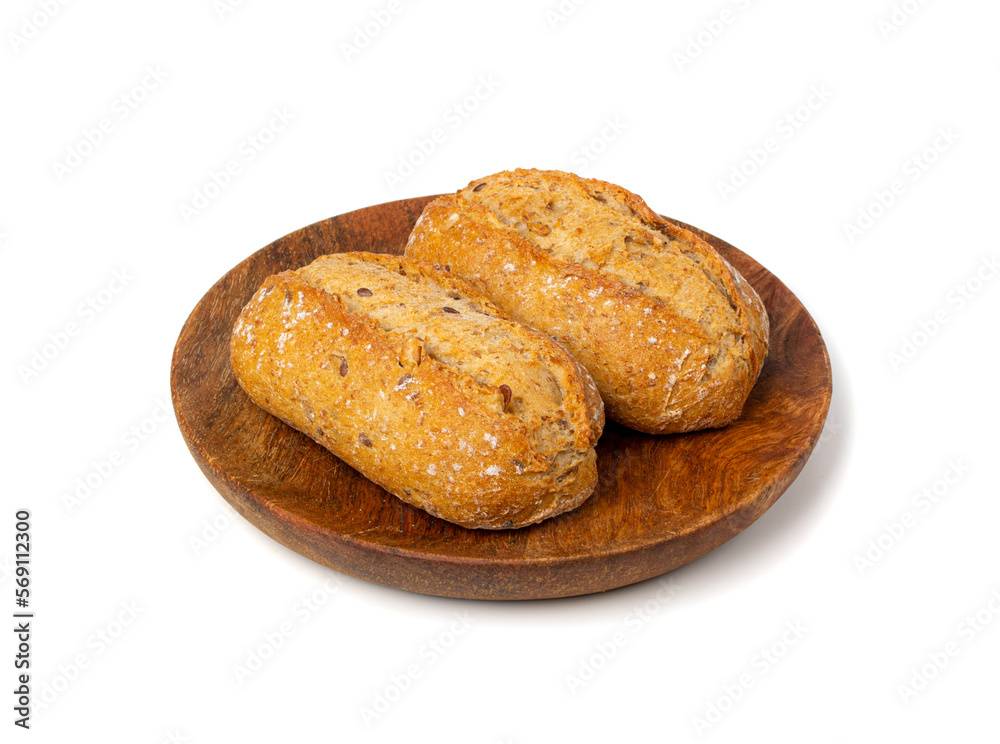 Grain Bread Isolated, Whole Buns with Seeds, Rustic Organic Cereal Bread Grain Bun Grain Bread Isolated, Whole Buns with Seeds, Rustic Organic Cereal Bread Grain Bun