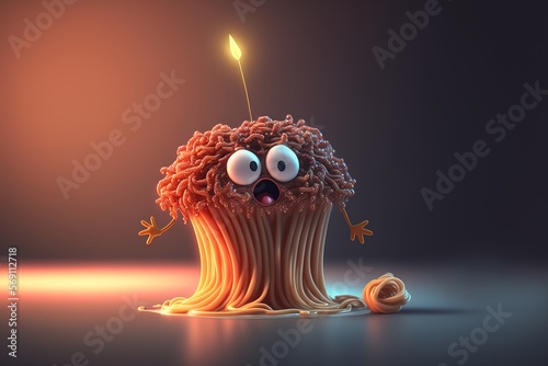 Cute spaghetti cartoon character - Cartoon food character photo