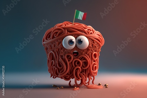 Cute spaghetti cartoon character - Cartoon food character photo