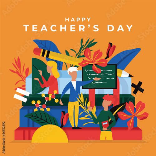 Teacher's Day Greetings Card Concept Illustration