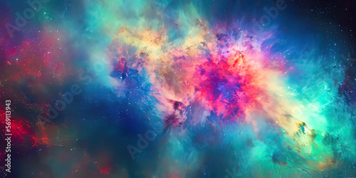 an image of a colorful nebula in space background - AI Generated