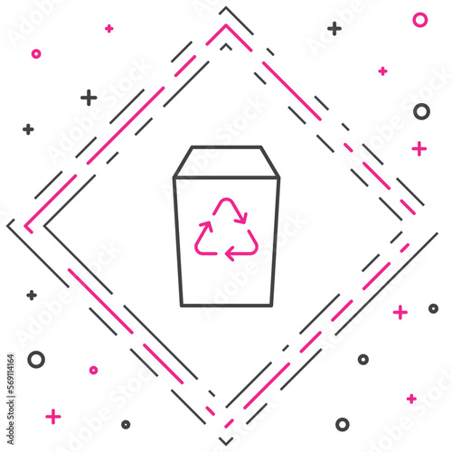 Line Recycle bin with recycle symbol icon isolated on white background. Trash can icon. Garbage bin sign. Recycle basket sign. Colorful outline concept. Vector