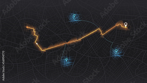 Gps map navigation to own house. City top view. View from above the map buildings. Detailed view of city. Decorative graphic tourist map. Abstract transportation background. Vector, illustration.