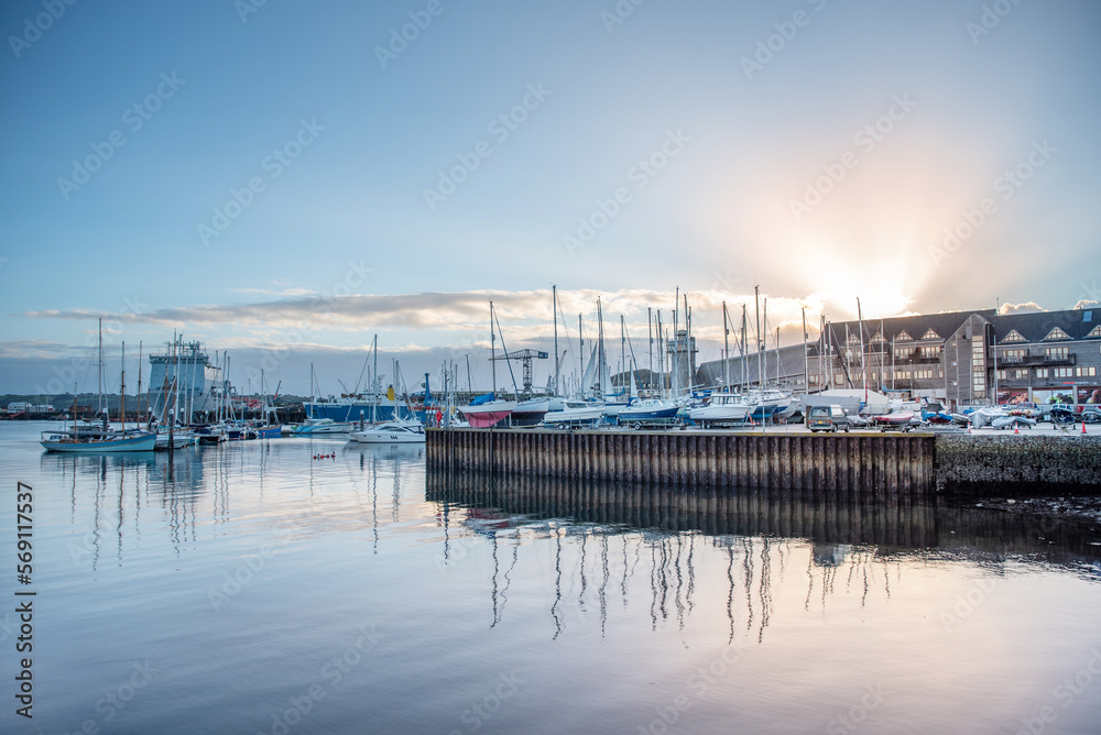 Sunrise, early morning in Falmouth harbour, Cornwall