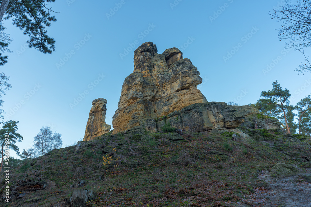 Fascinating rock formations in the Klusberge near Halberstadt in Germany