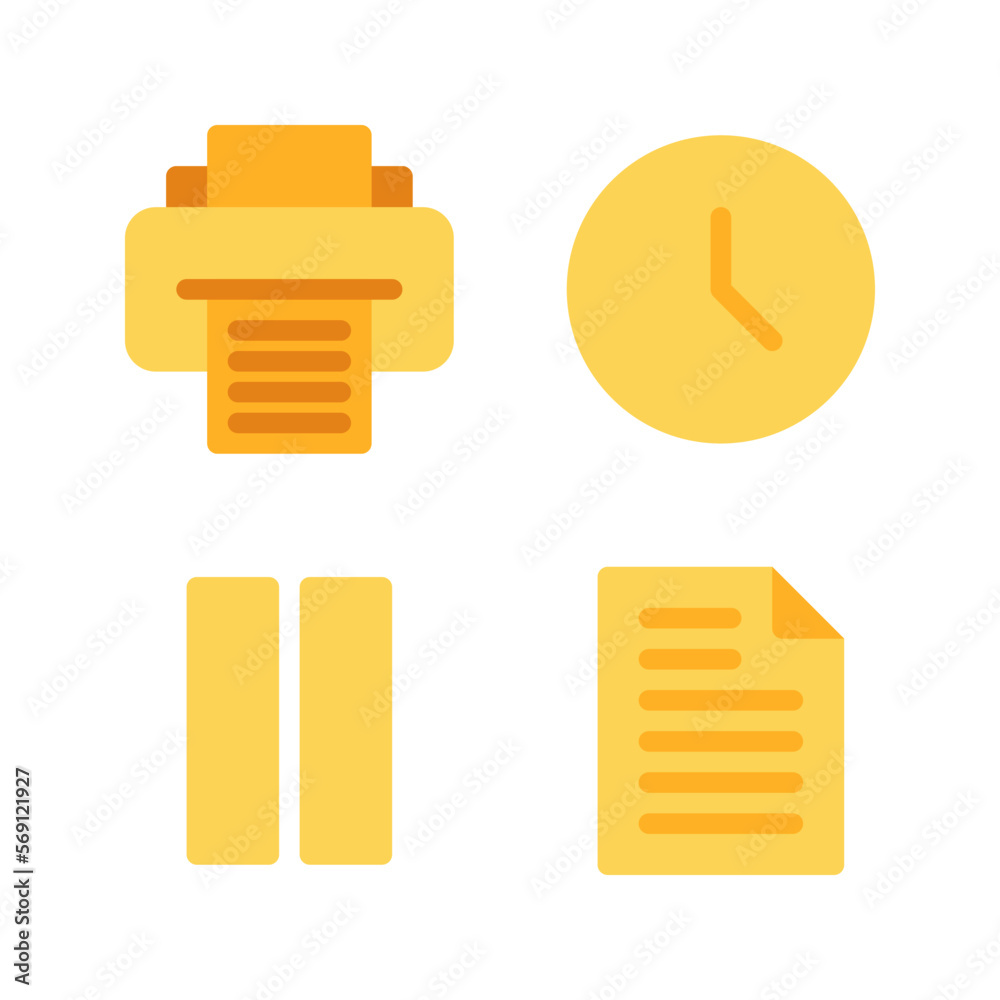 Kfon Icon User Interface icons set = printer, time, stop, file. Perfect for ...