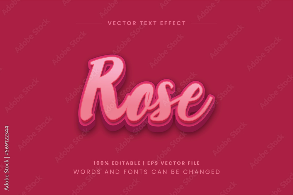 Rose 3d Text Effect With Pink Color
